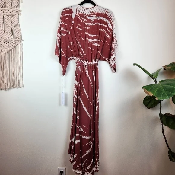 Young Fabulous broke Isla tie dye maxi dress-high low-Burgundy Rose Size S NWT - Picture 9 of 9